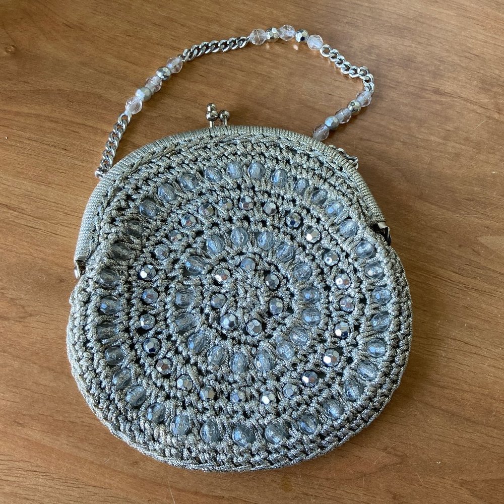 Marcus Brothers Miami Beaded Crystal Metallic Cocktail Handbag Vintage 70's